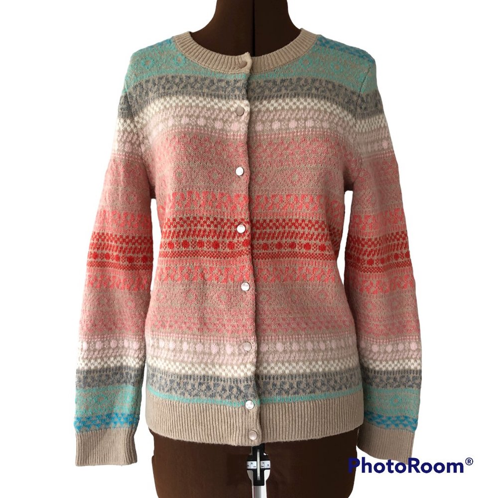 Fair Isle Inspired Knit Cardigan - Picture 1 of 5